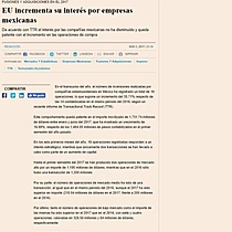 EU incrementa su inters por empresas mexicanas